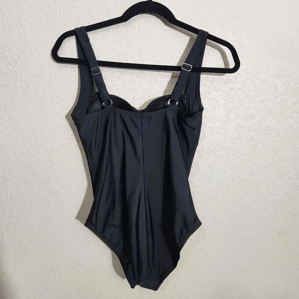 Firpearl Swimsuit Womens Size 8 One Piece Black Ruched